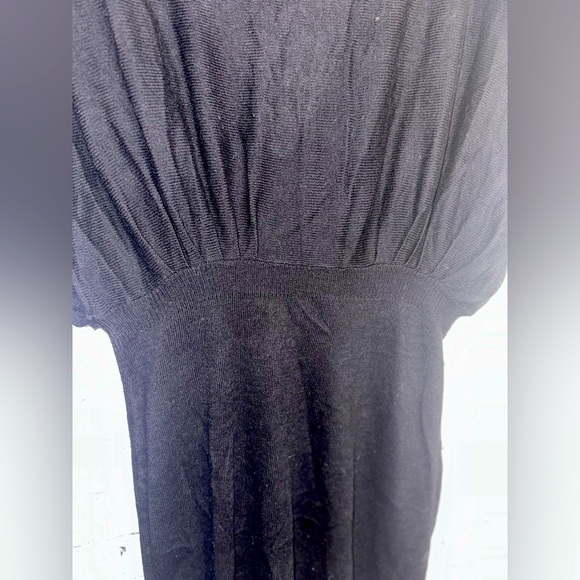 Black Dress V-Neck women’s elephant arms Solid M/L sweater loose fit midi - Picture 5 of 7